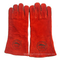 Red Cowhide Split Leather Industrial Hand Safety Welding Work Guts